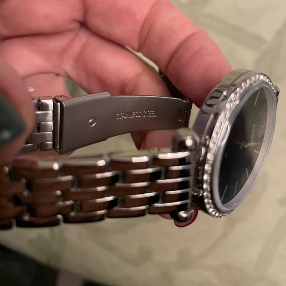 New Fossil Rhinestone Details Stainless Steel Watch Christmas Holiday Cheer Tin - Picture 6 of 16